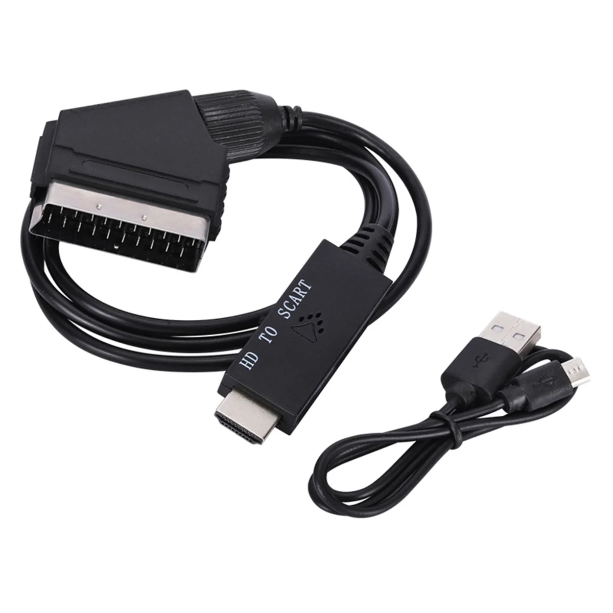 Adapter Cable Low Power Consumption with USB Power Cable -Compatible to Scart Audio Video Adapter Plug and Play