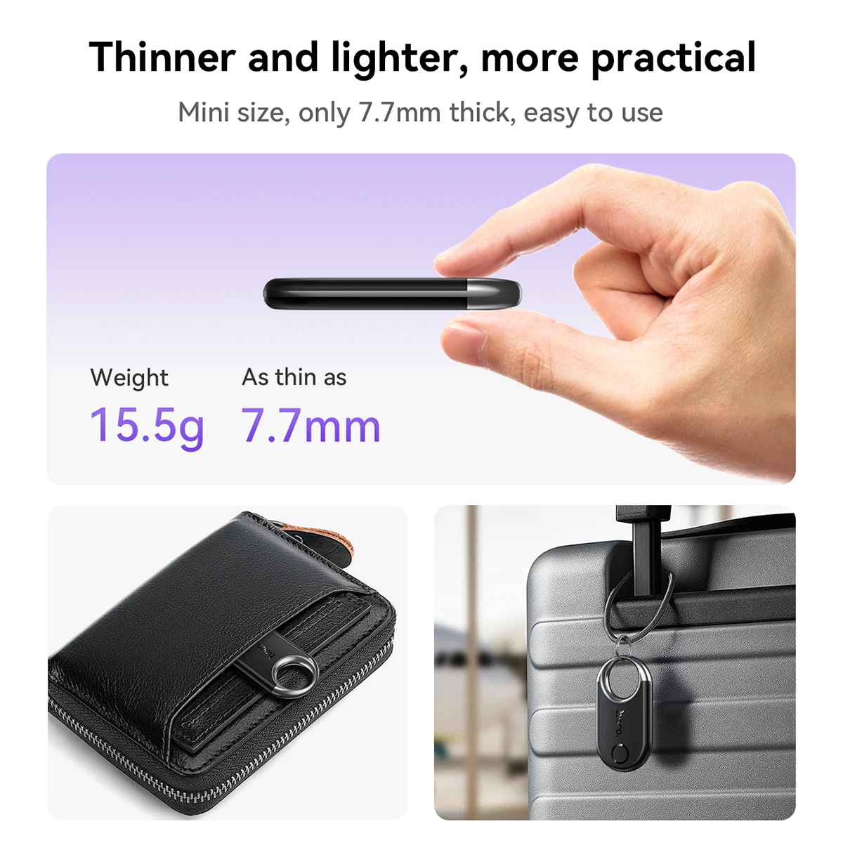 HOCO Metal Anti-Lost Device for Android Phone Google GPS Tracker Bluetooth Locator for Pet Keys Wallets Portable Personal Finder
