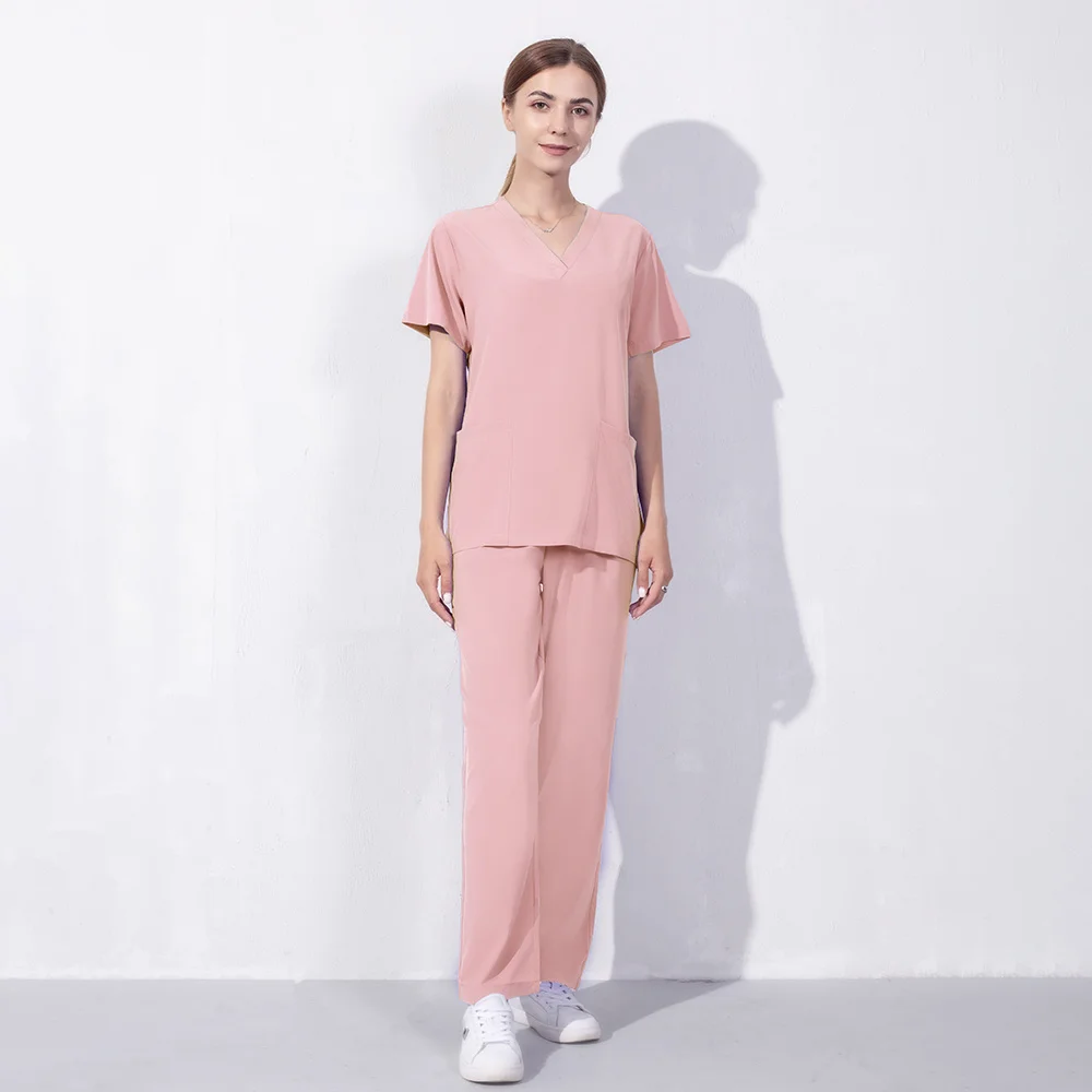 Ropa de trabajo elástica para enfermera, uniformes de Enfermería de Color sólido de alta calidad para mujeres, trajes de trabajo para médicos y hospitales