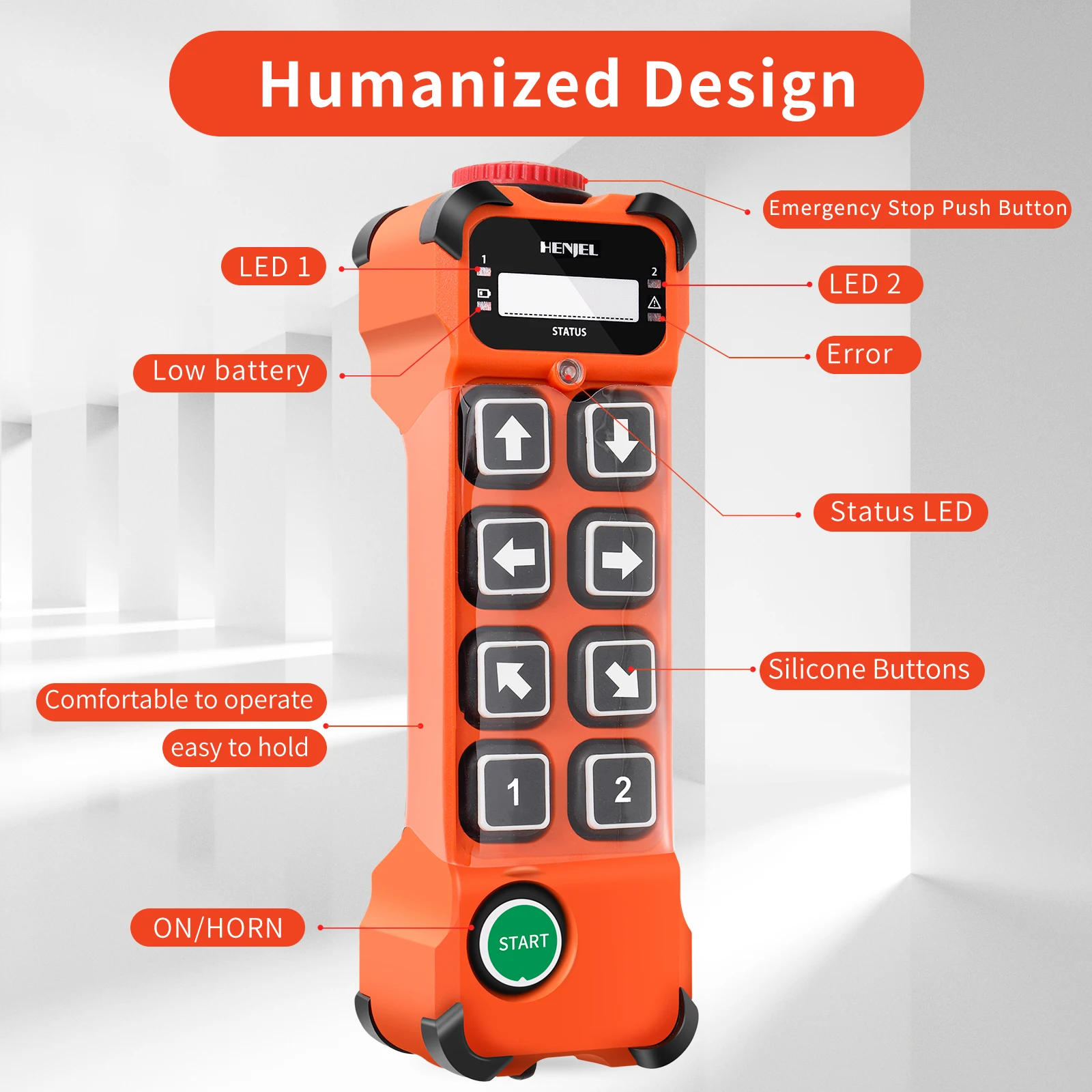 Industrial Wireless Crane Radio Remote Control, 2 Speed, 8 Channel Button