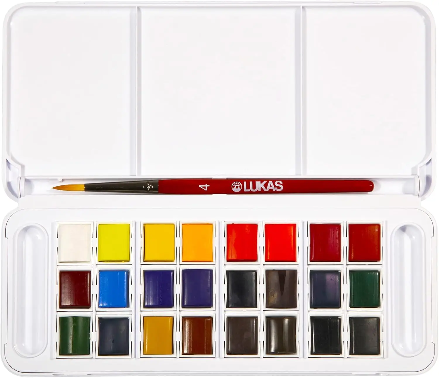 

Studio Watercolor Set of 24 Half-Pan Colors, Travel Watercolor Set Includes Color Mixing Palette and Brush
