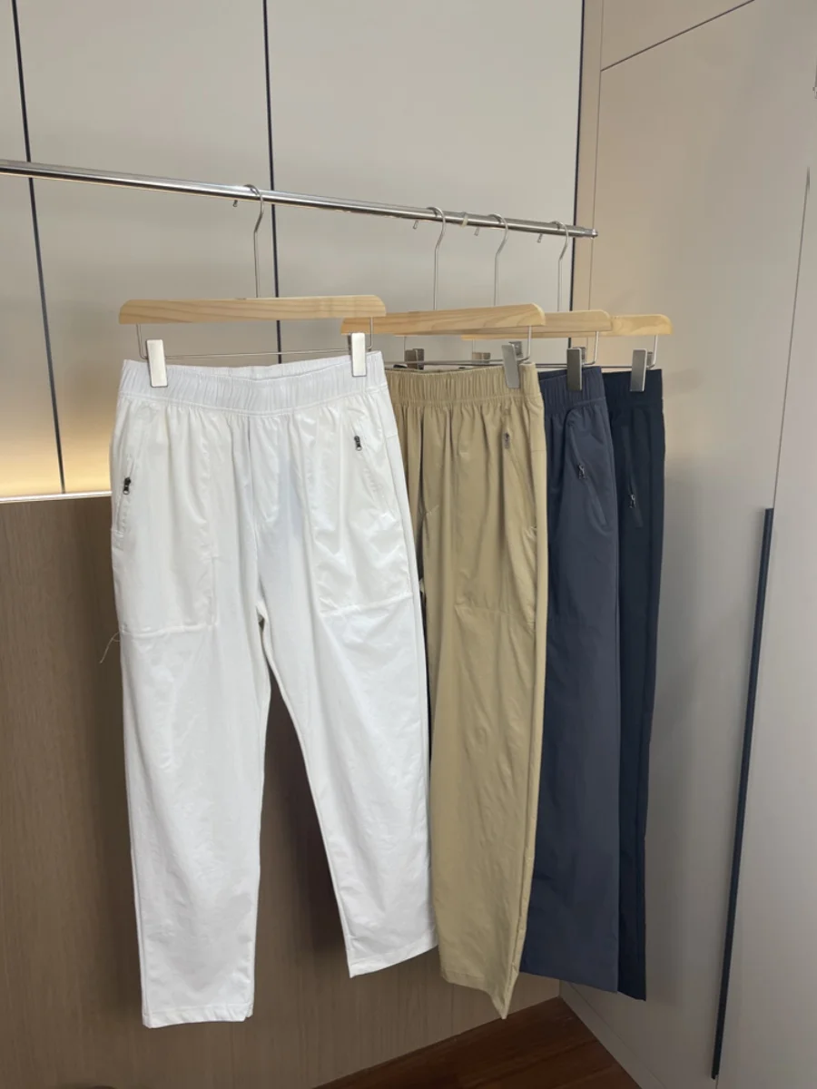

Outdoor Functionali Casual Pants Lightweight Breathable Zipper ket Men's Summer Trendy Straight Leg Long Trousers