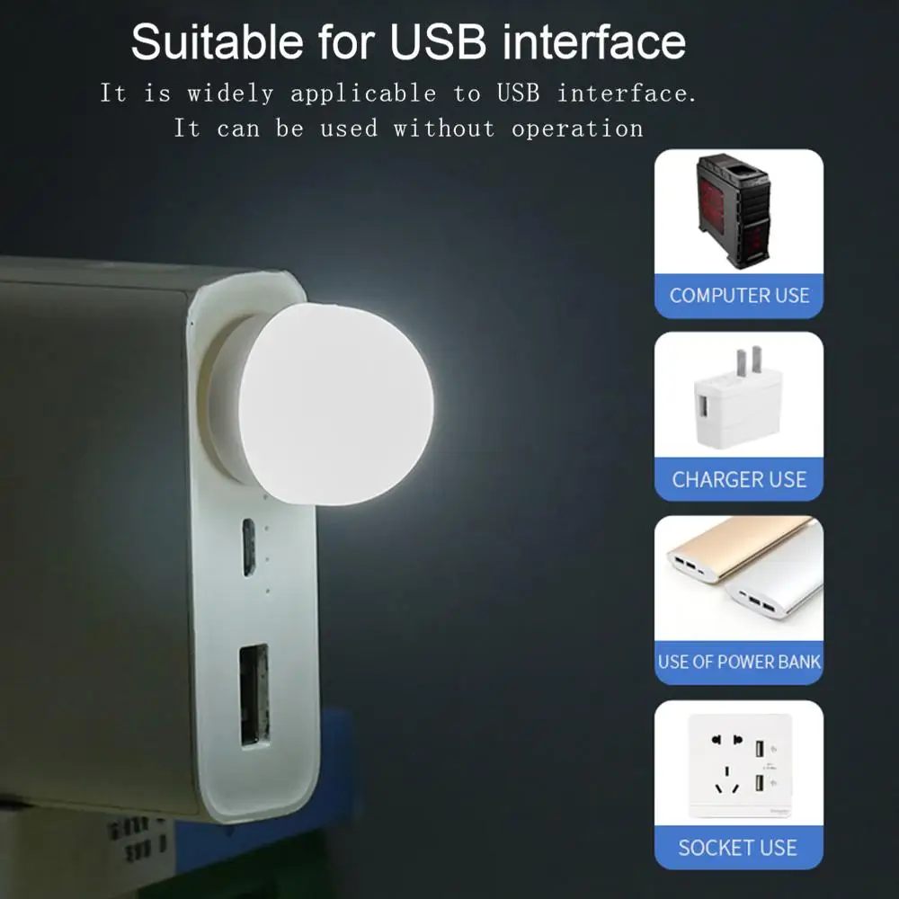 Mini USB Night Light LED Reading Light Eye Protection Portable Computer Mobile Power Charging Small LED Light Bulb Reading Lamp