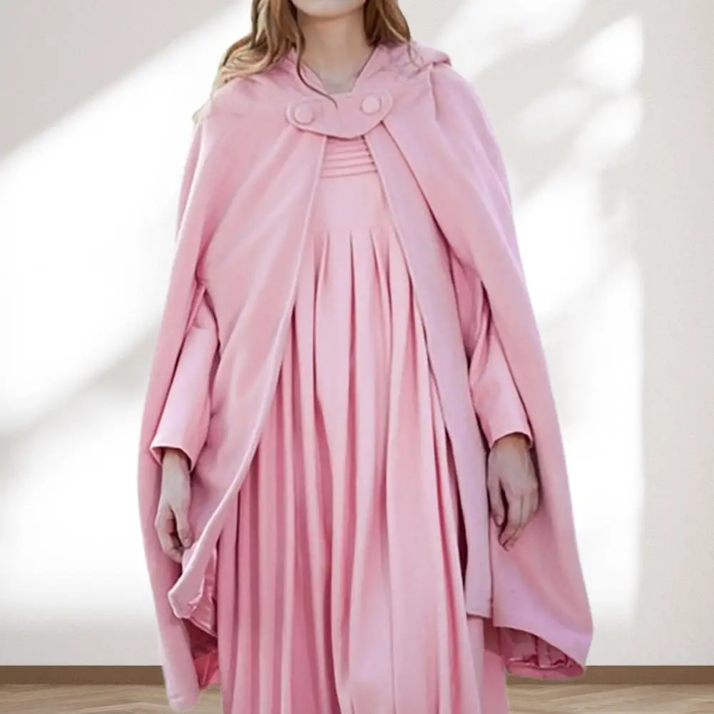 Thick Single-Button Closure Poncho Pirate Robe Winter Women Cape Coat with Hood Medieval Retro Cape Gothic Keep Warm Shawl Cloak