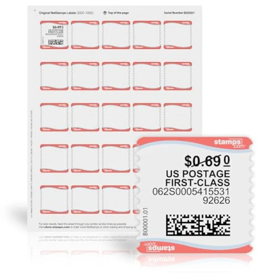 NetStamps Printable Postage Stamps Subscription Required Print Custom USPS Postage at Home Compatible with Inkjet and Laser Pri
