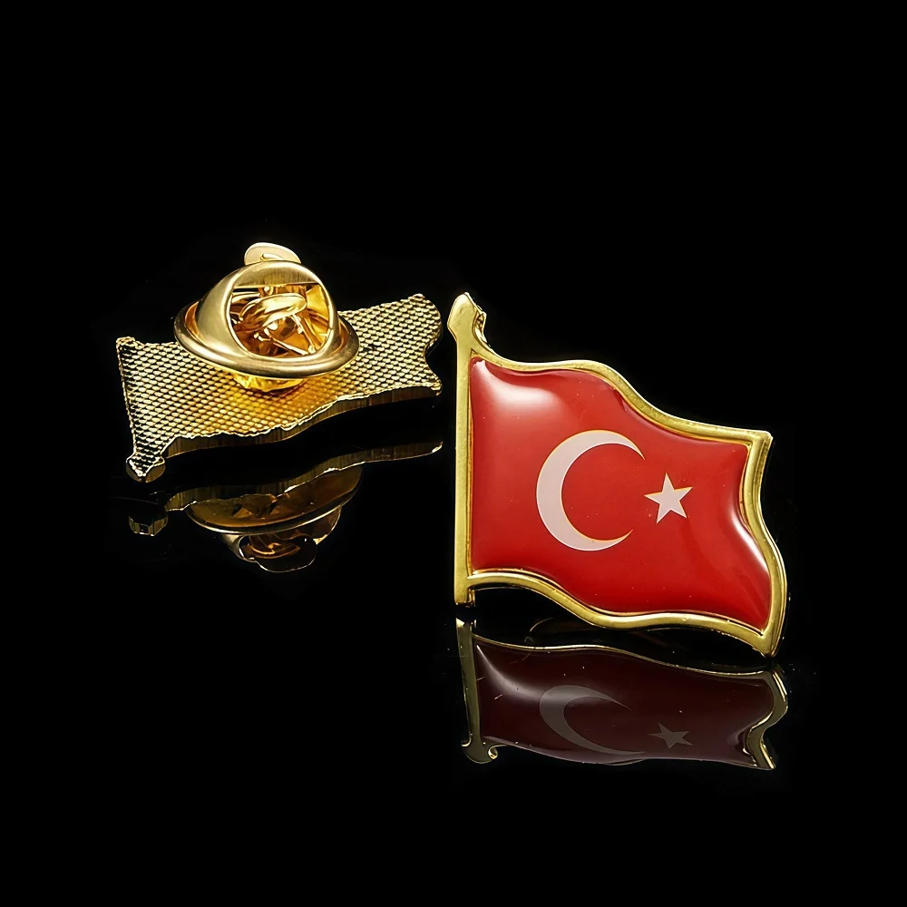 Turkey Star Moon Enamel Patriotism Flag Brooch Retro Lapel Scarf Tie Jewelry Accessories Souvenir Badge Pin