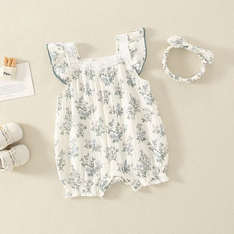 

Sli Flaby Rer Newborn Summer Clothes for Girls Months 0-2 Months Baby Clothes Onesie Sweet round Ne Cotton Blend