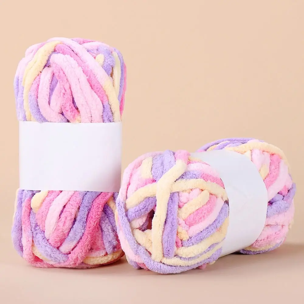 

50g/ball Ice Strip Thread Yarn Colorful Thick Coarse Wool Thread Anti-Pilling Knitted Scarf Thread Chenille Hand Knitting Yarn