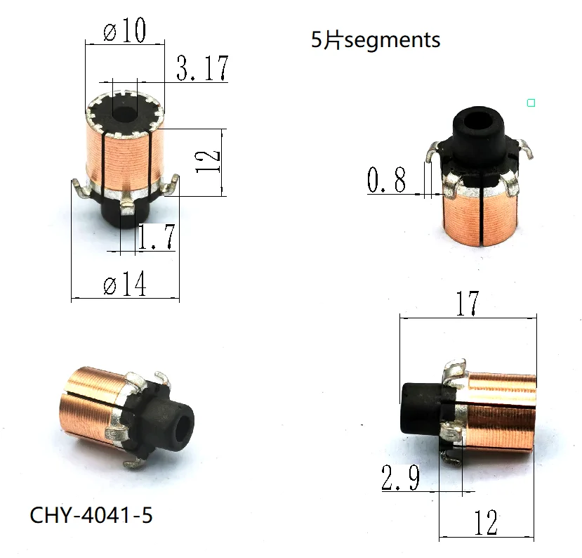 

5Pcs 3.17x10x12(17)x5P Copper Bars Electric Motor Commutator CHY-4041-5