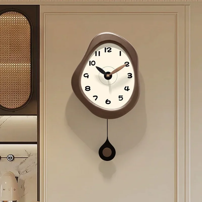 Silent Stylish Wall Clocks Simple Luxury Wall Clocks Wooden Irregular Shape Decorative Clock Modern Living Room Decoration