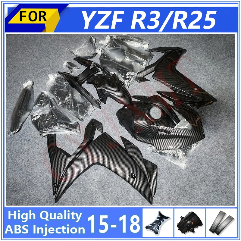 Motorcycle Fairing Kit For YAMAHA YZFR25 YZFR3 2015 2016 2017 2018 Plastic Fairings YZF R25 R3 15-18 Carbon Fibre Bodywork Shell