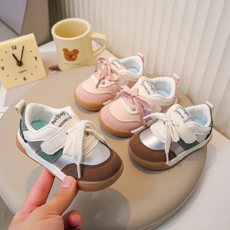 Baby Walking Shoes Soft Sole Non-slip Kids Casual Shoes Hook&loop 2025 New Fashion Boys Girls Flat Shoes Versatile Size 17-27