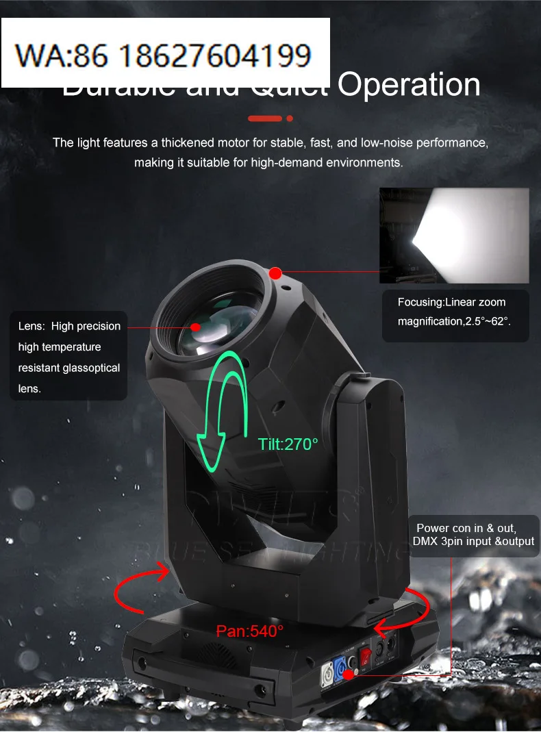 380W Hybrid LED Moving Head 3-in-1 Beam Spot Wash Lamp for Event Concert Bar Party Performance