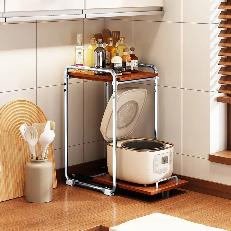 

Medieval kitchen microwave oven rack countertop double-layer pumping rice cooker bracket layered rack multi-functional seasoning