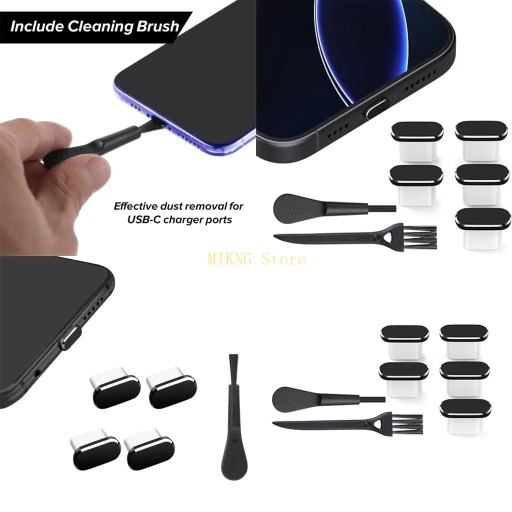 

5Pcs Type-C Charging Port Dustproof Cover for Phone 16 15 Series S25 S24 USB C Dust Plug with Brushes Phone best sale