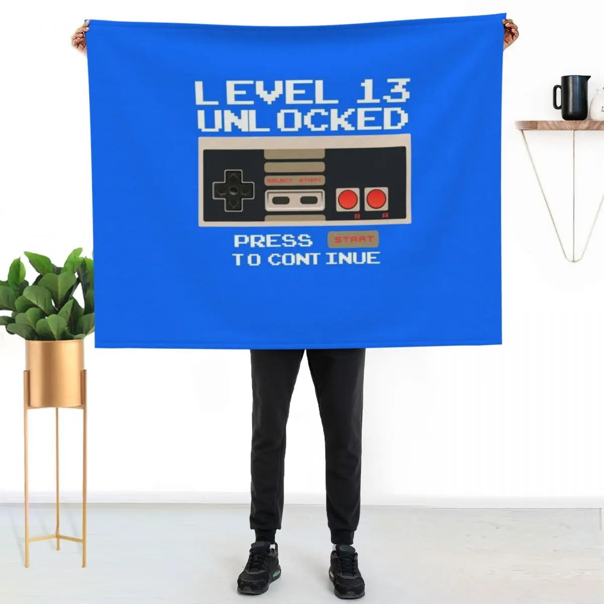 Level 13 Unlocked Funny 13th Birthday Gift for Video Gamers Throw Blanket Decoratives Beach Weighted Soft Plush Plaid Blankets