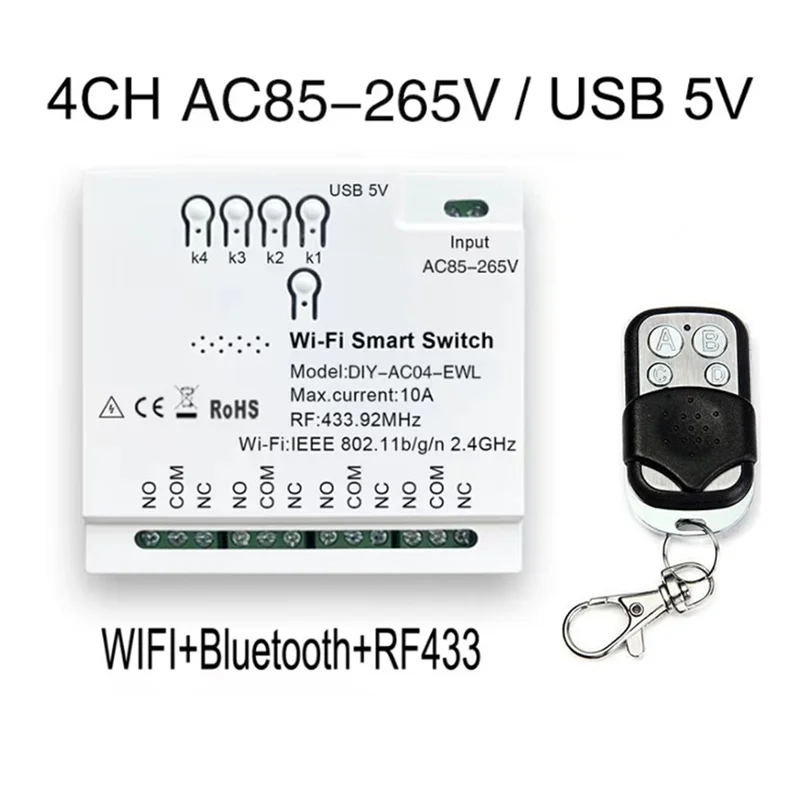 A73E-Ewelink Wifi+RF433 Smart Switch 85-265V Wifi Smartlife Home Automation Module Garage Door Curtain Motor Module