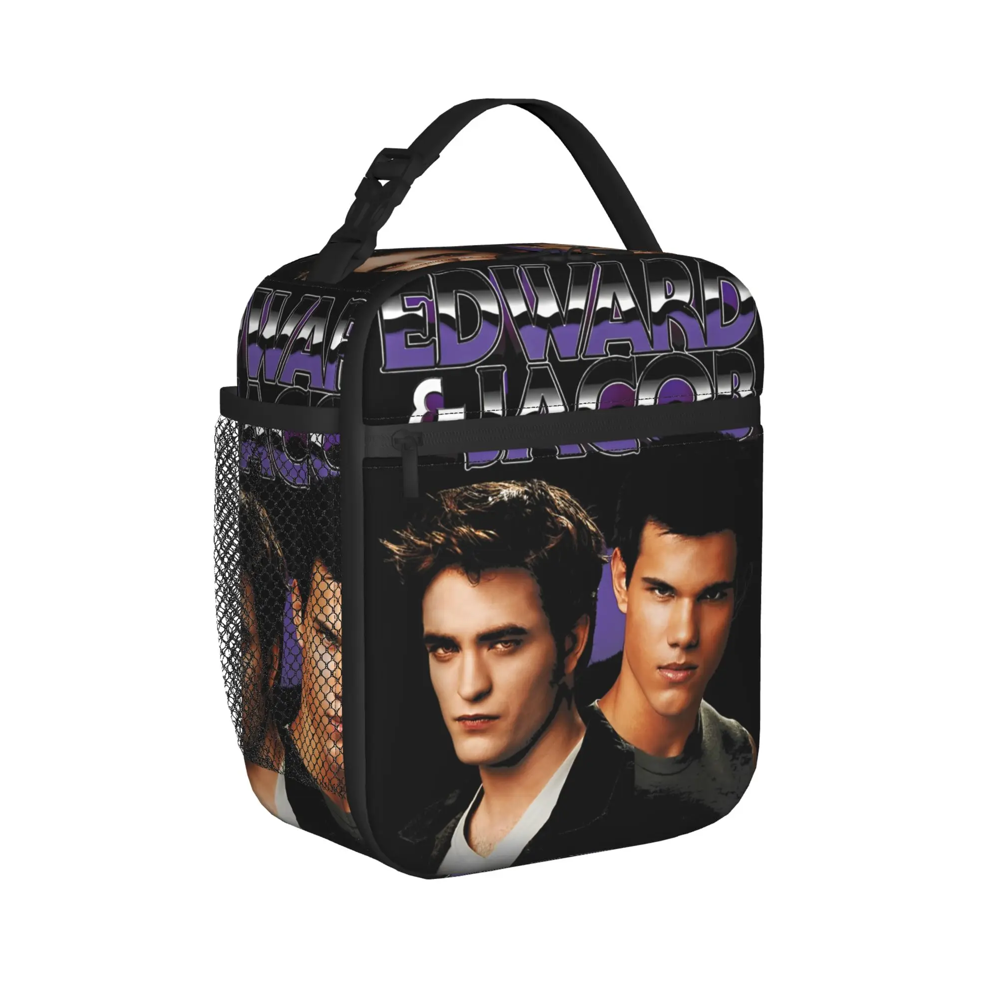 Edward & Jacob Insulated Lunch Bag Portable The Twilight Saga Reusable Thermal Bag Lunch Box Tote College  Travel Men Women