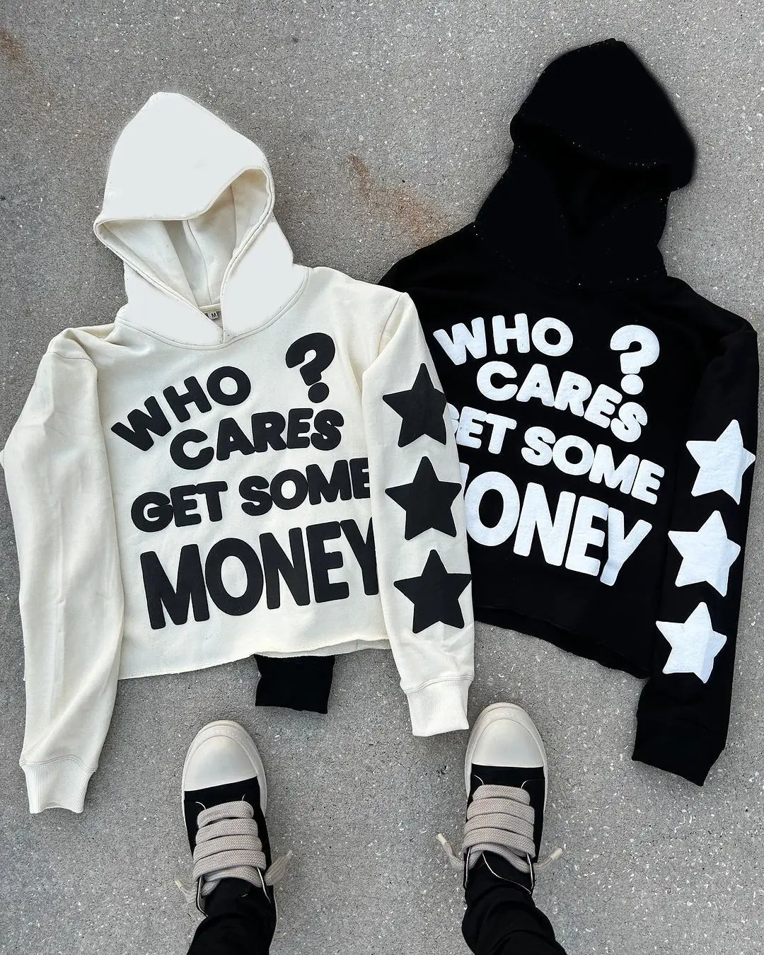 Foam Print Hoodies Men Women's sweatshirts Puff Print Kpop Hooded Shirt Streetwear Outerwears White Black Autumn Clothes