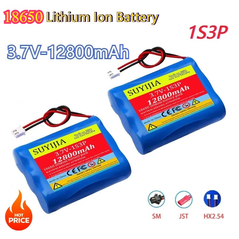 

18650 1S3P 12800mAh Rechargeable Lithium Battery 3.7V Battery For Microcontroller LED Outdoor Light Bluetooth Speaker