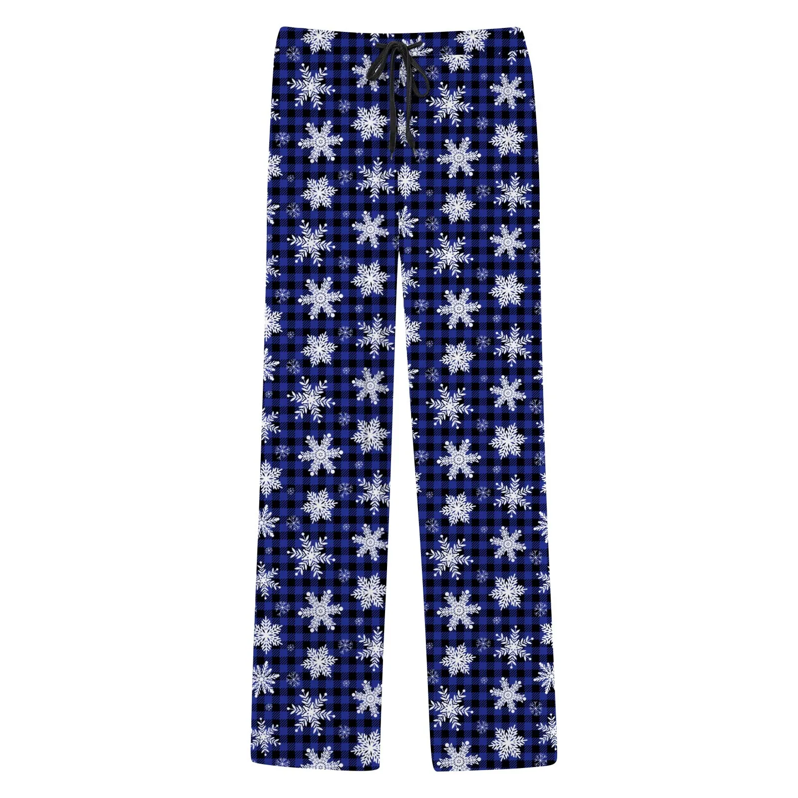 Christmas Snowflake Printed Mens Casual Pants Pajama Spring Autumn Loungewear Straight Bottom Pants Loose Comfortable Trousers