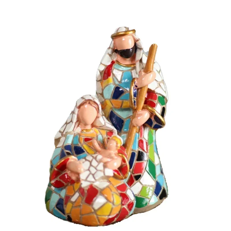 Gaudi Style Resin Holy Family Group Jesus Like Christmas Manger Group Decoration Gift