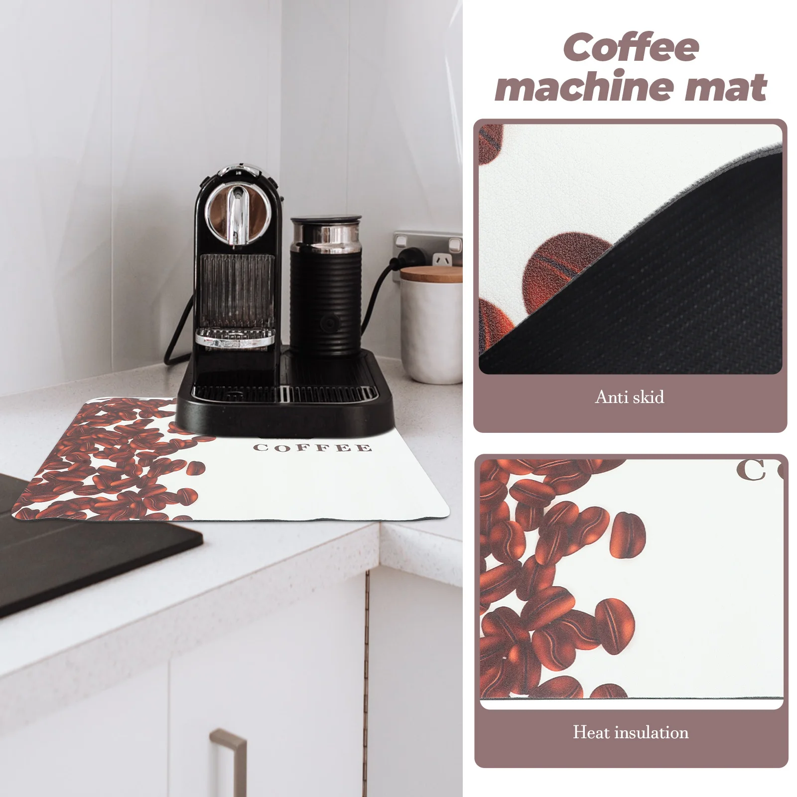 

Absorbent Dish Drying Mat Coffee Machine Cup Bowl Drying Pad Water Absorption Heat Insulation Chic Elegant Practical