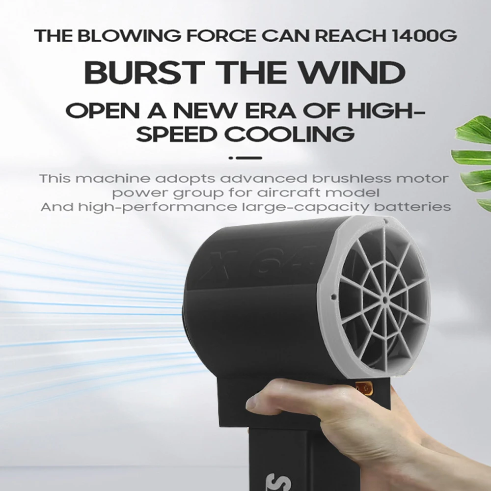 X64 Car Violent Blower Handheld Turbo Jet Fan 64mm Brushless Motor High Power Duct Fan Thrust 1000G Rechargeable Turbo Blower