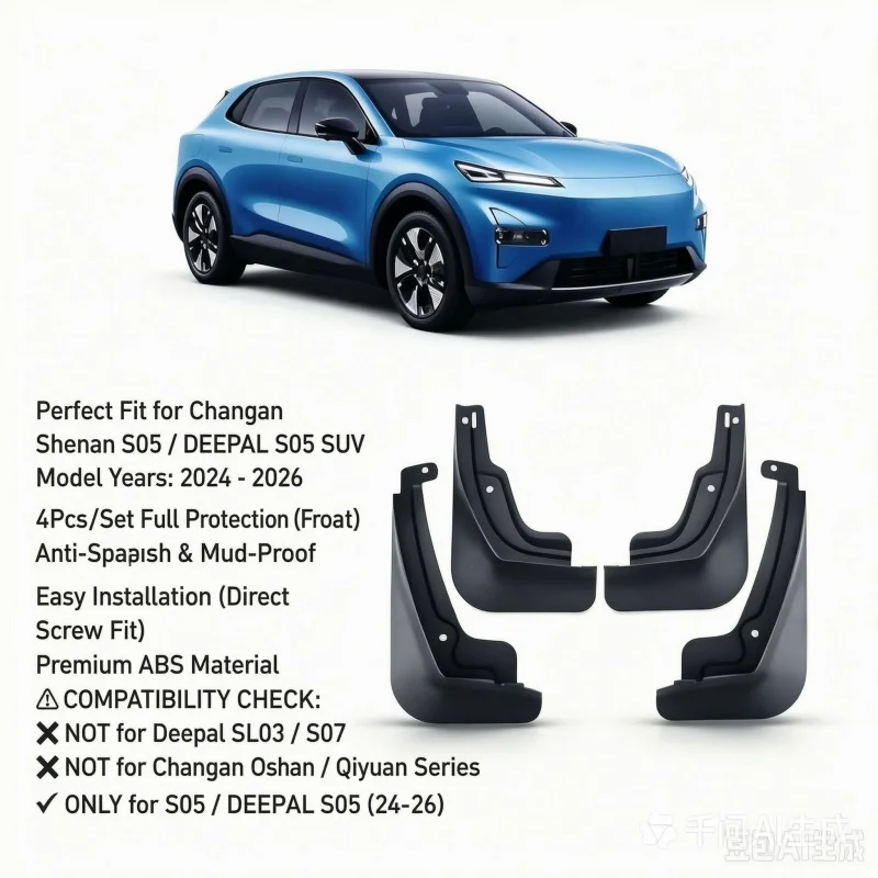 4Pcs/Set Deep Blue Mudguards Mudflaps for Changan Shenlan S05 2024-2026 Car Accessories Fenders Auto Protection