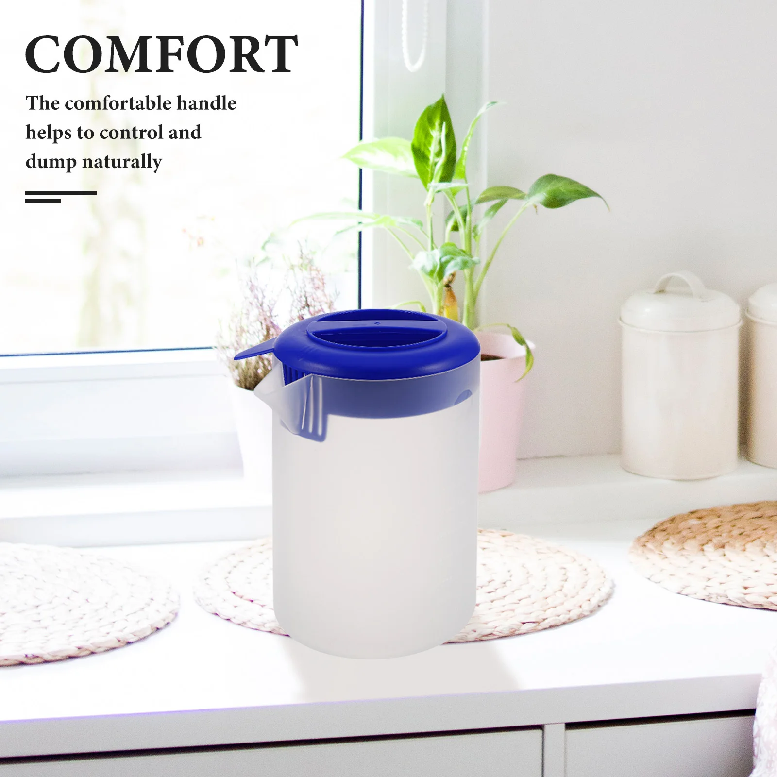 

Large Capacity Water Pitcher Frosted Plastic Jug Flip Lid Comfortable Handle Tea Juice Lemonade Ice Cold Drink Carafe