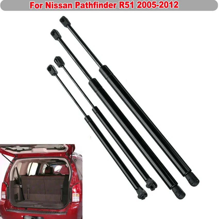 

For Nissan Pathfinder R51 2005-2012 2pcs Rear Window Lift Support Bar + 2pcs Tailgate Shock Spring Gas Struts Damper Car Styling