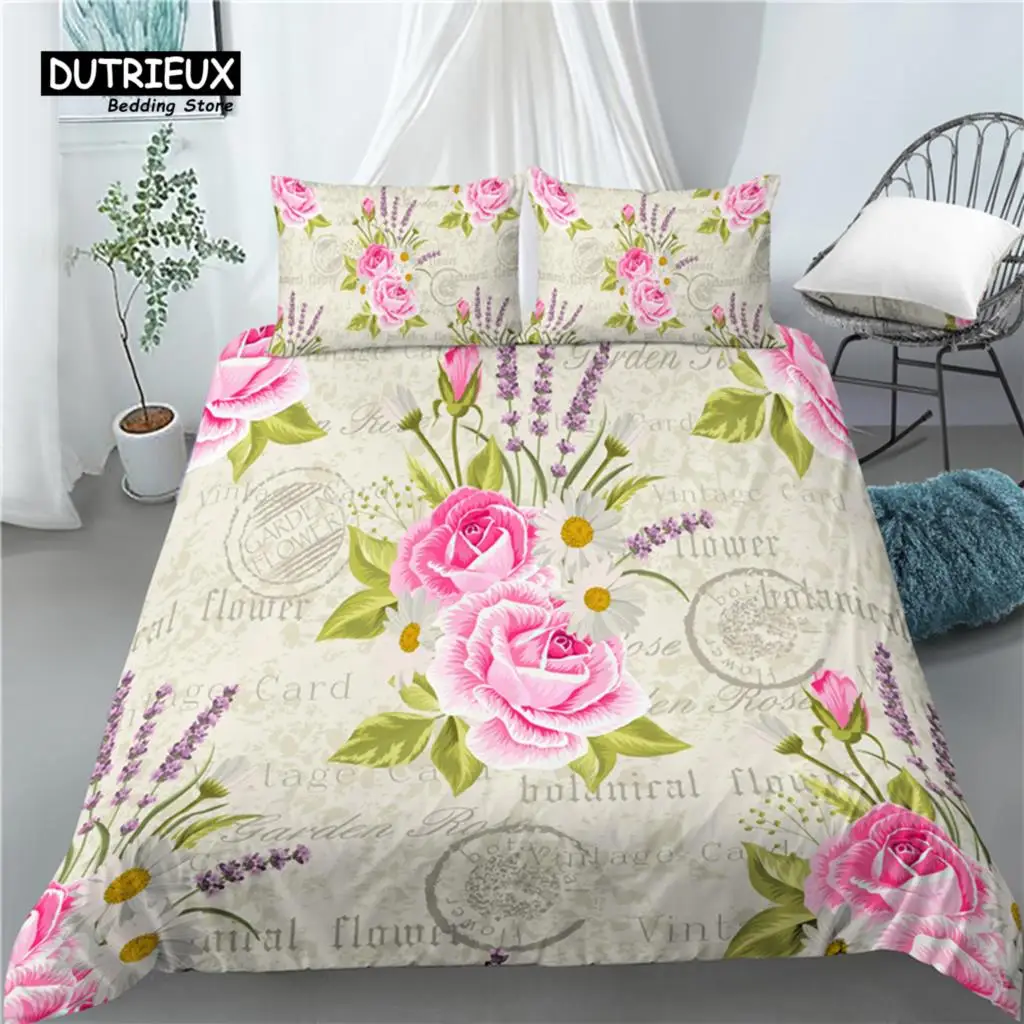 Luxury 3D Lavender Flower Print Home Living  2/3Pcs Comfortable Duvet Cover PillowCase Bedding Set Queen and King EU/US/AU Size