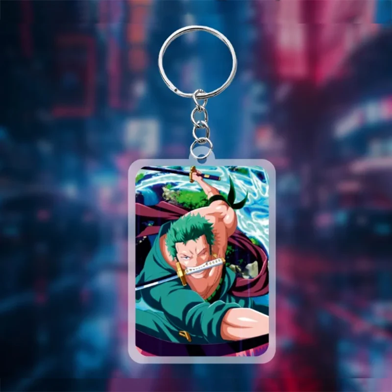 Acrylic Keychain for One Piece Roronoa Zoro Monkey D Luffy Brook Tony Tony Chopper Anime Cartoons Pendant Decoration Key Ring view 5