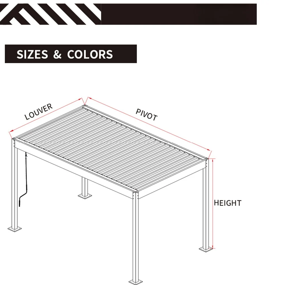 Bioclimatic Aluminum Motorized Louvered Pergola Glass Sliding Waterproof Electric Gazebo Patio Garden Outdoor Sunshade Custom