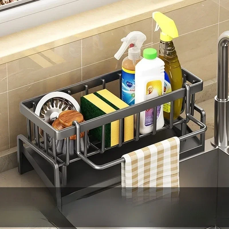 Kitchen Sink Drain Rack Organizer Thickened ABS Plastic Self-draining Sink Shelf Soap Holder Dishcloth Towel Rack  Sink Rack