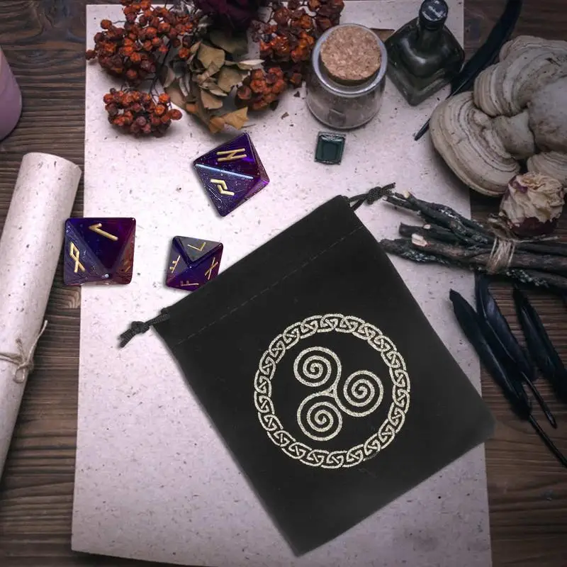 1Pc Jewelry Dice Bag Drawstring Pouch Velvet Tarots Cards Storage Bag Oracle Runes Constellation Witch Divination Accessories