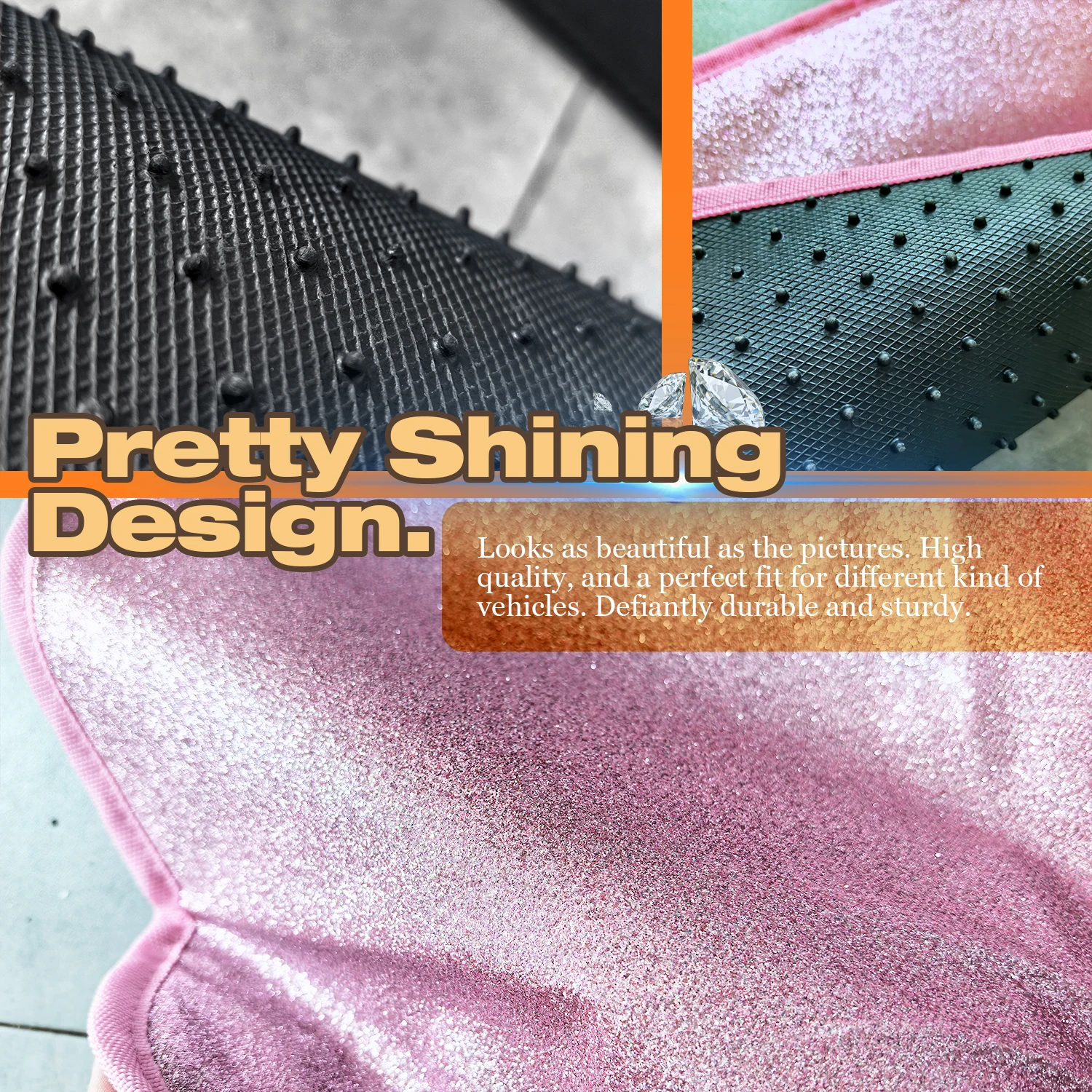 سجاد أرضية السيارة اللامع - وسادات قدم أوتوماتيكية متينة مقاومة للماء وغير قابلة للانزلاق، أرضيات وسجاد داخلية عصرية للسيارة، 4 قطع #1