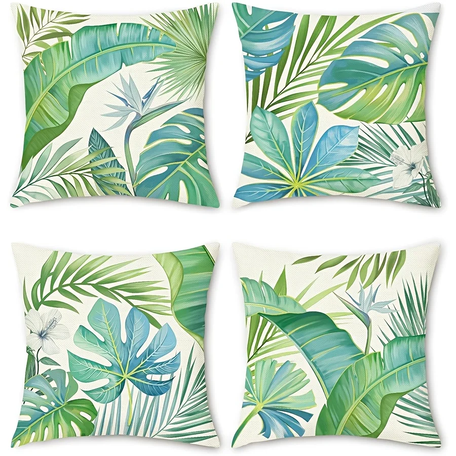 1/4pcs Tropical Palm Leaf Throw Pillow Covers Watercolor Jungle Botanical Cushion Cases for Home Patio Decor Cushion cover