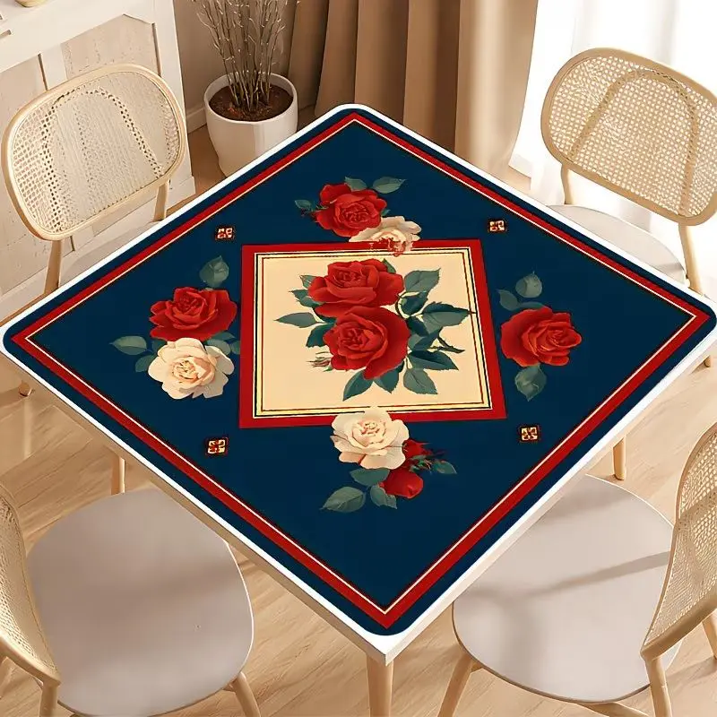 Retro Bohemian Blue Butterfly Mandala Mahjong Table Mat Anti-Slip Noise Reduction for Card Game Table Playing Room Home Decor
