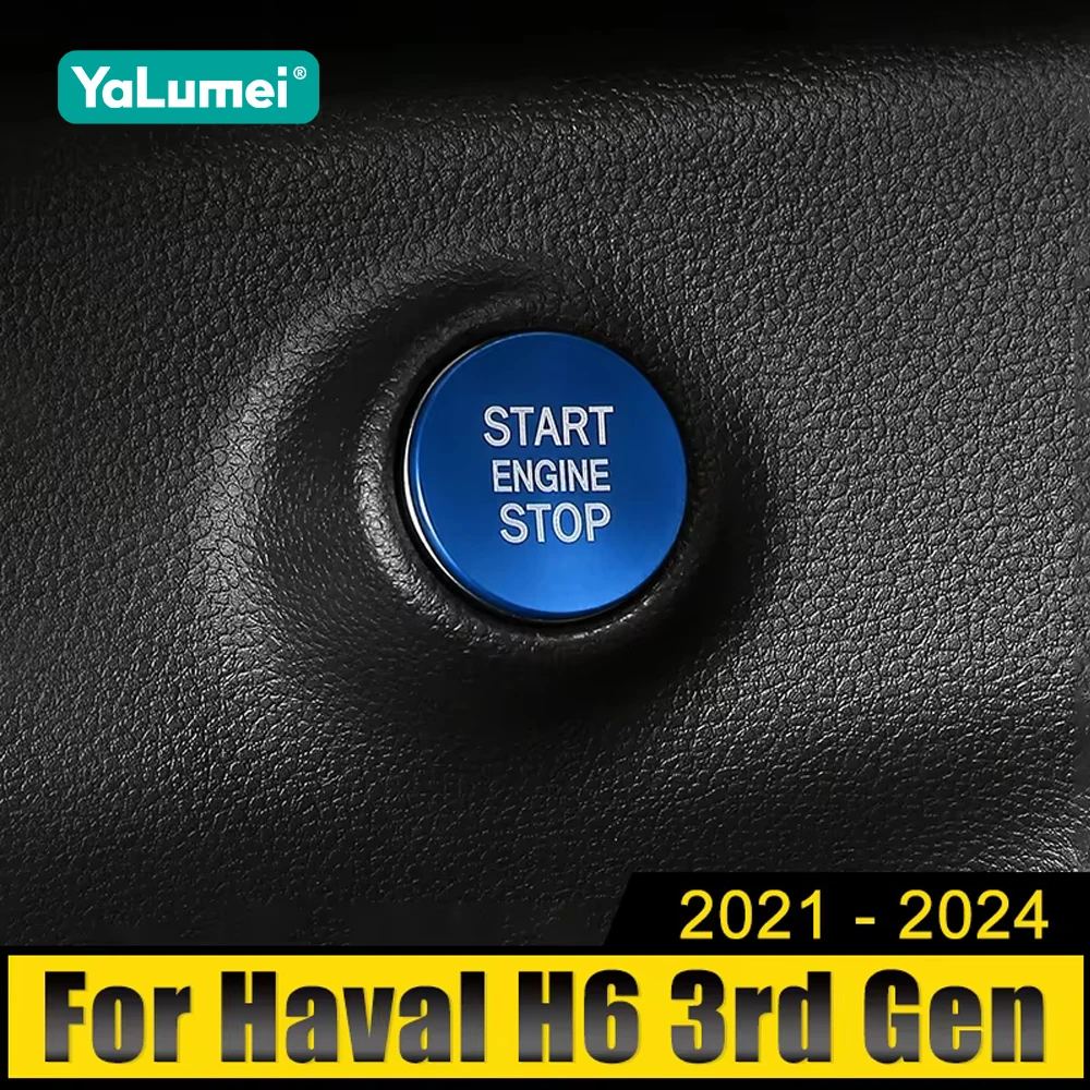 For Haval H6 3rd Gen GT 2021 2022 2023 2024 HEV PHEV Car Engine One-Click Start Stop Button Ring Covers Circle Case Trim Sticker