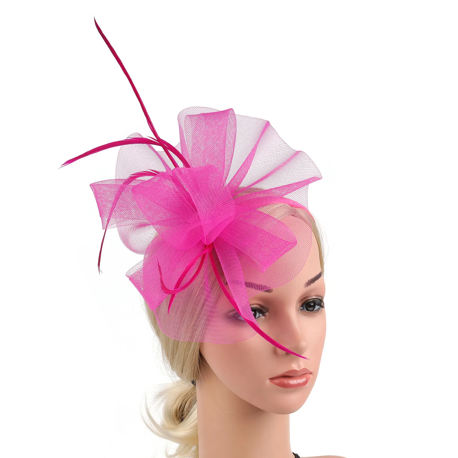 Fascinators Feather Womens Mesh Headwear Flower Derby Hat per Cocktail Wedding Headband elegante Clip Wedding Bridal Tea Party