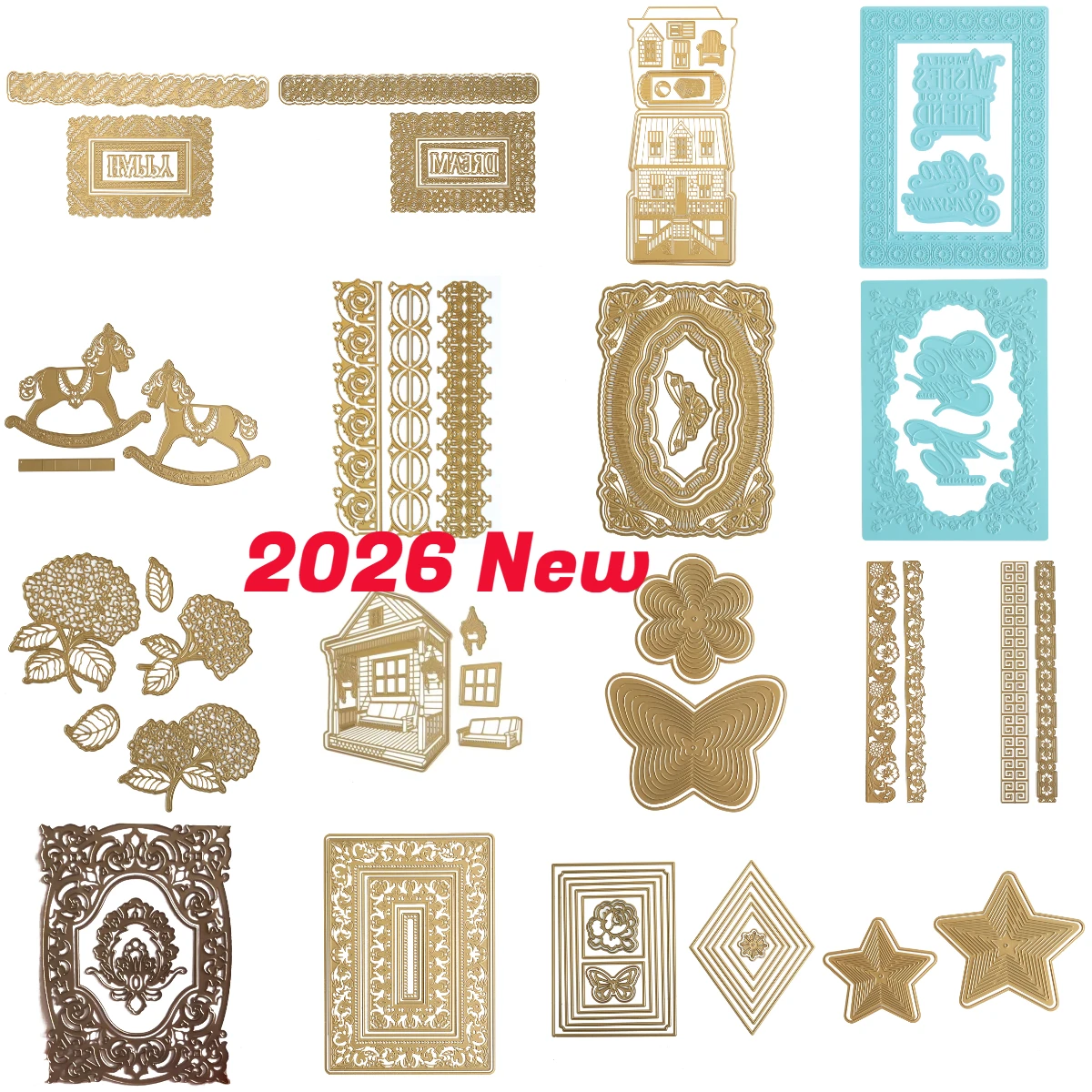 

2026 New Happy 3D Frame and Border Butterfly Flower Metal Cutting Dies DIY Scrapbooking Photo Embossing DIY Paper Greeting Card