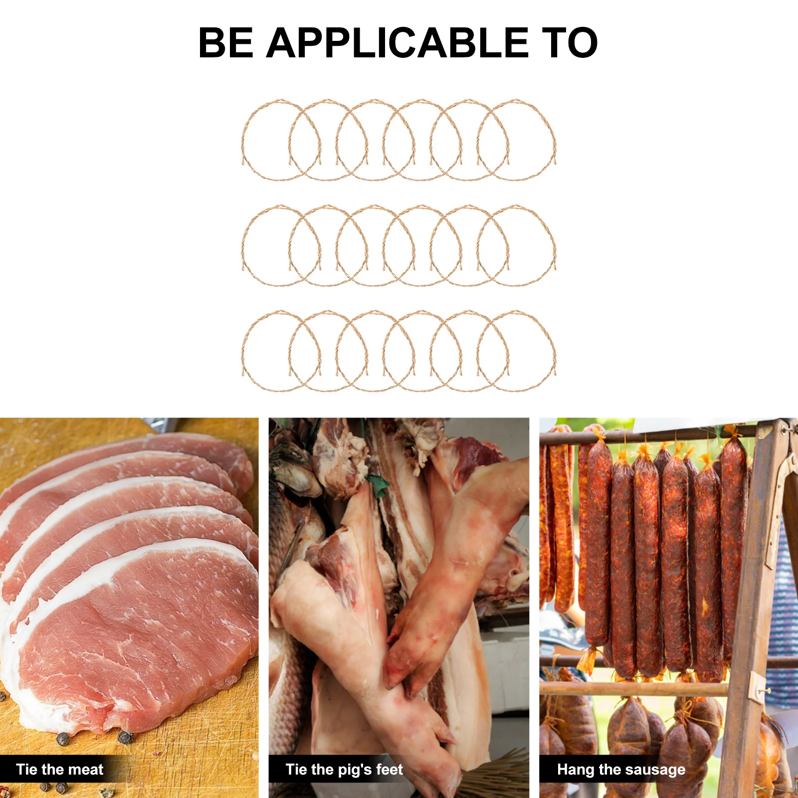 100pcs Food Butcher Twine Hemp Rope For Meat Sausage Packaging Kitchen String Trussing Tool Bakers Cord Home Professional Use