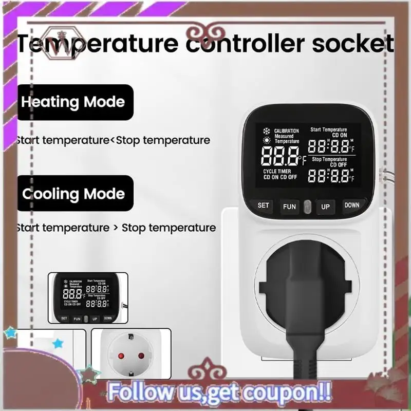 ABBG-цифровая вилка термостата, выход 120 В, контроль нагрева и охлаждения, 110 В, 15 А, дисплей по Цельсию, по Фаренгейту, вилка для теплицы, США
