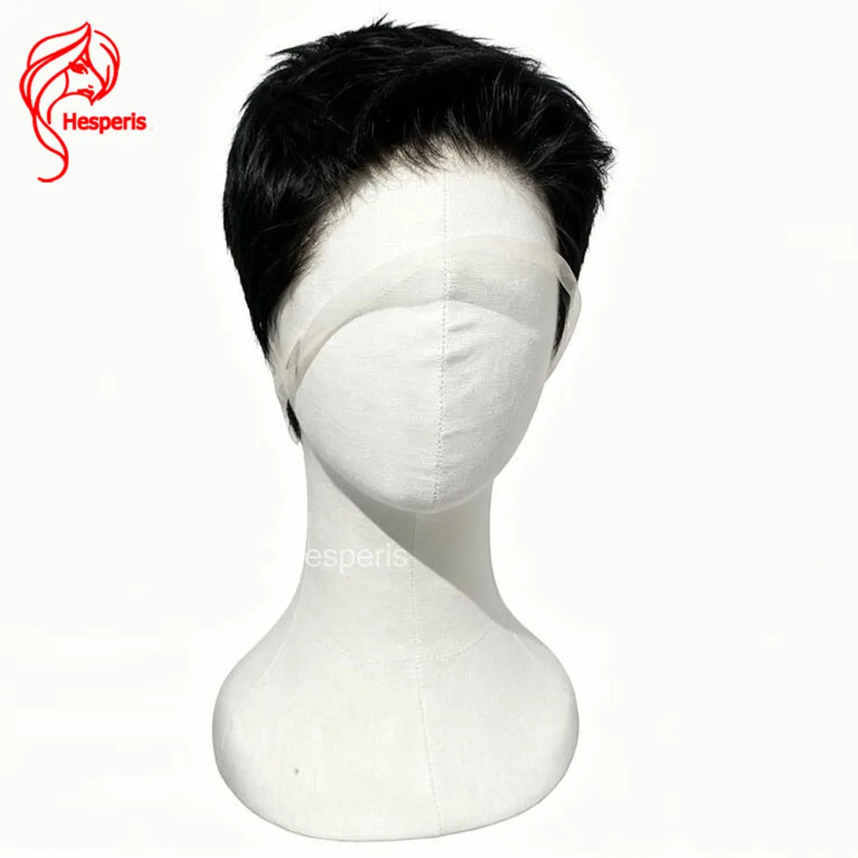 Pelucas Hesperis Buzz Cut de encaje completo, cabello humano brasileño Remy, peluca corta estilo pixie para hombres, pre-arrancada, pelucas masculinas de encaje completo
