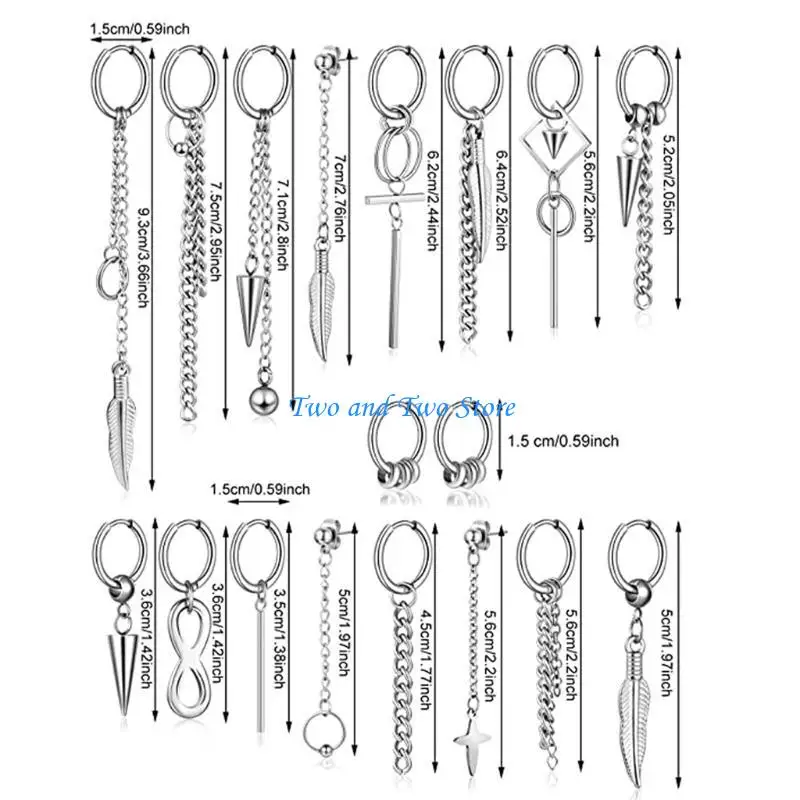 HX6F Simple Stainless Steel Huggie Hinged Hoop Earrings 20 Pcs/Set Long Earrings Gift
