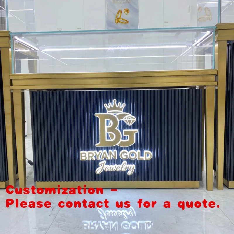 

custom.Hongzhan Custom Luxury Office Glass Display Cabinet Feet Tempered Glass LED Lighting Customizable Color Shopping Mall Mak