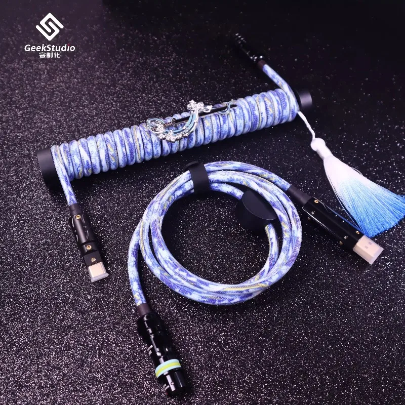 Keyboard Aviation Plug Cable Custom Strong Reinforcement TYPE-C Spring Wire Keyboard Cable for Mechanical Keyboard Accessories
