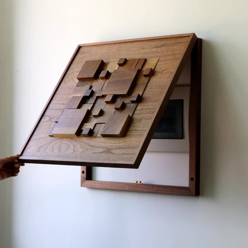 

3D крышка выключателя из орехового дерева, современный настенный декор для прихожей, деревянная электрическая коробка, декоративная живопись, коробка предохранителей, щит, скрыть