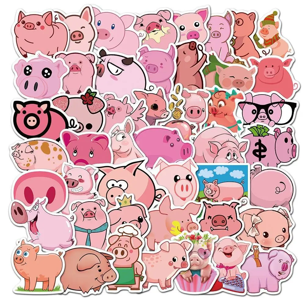 10/30/50/100Pcs cartoon Lovely pink pig Graffiti Sticker For Snowboard Laptop Luggage Car Fridge DIY Styling Vinyl Sticker